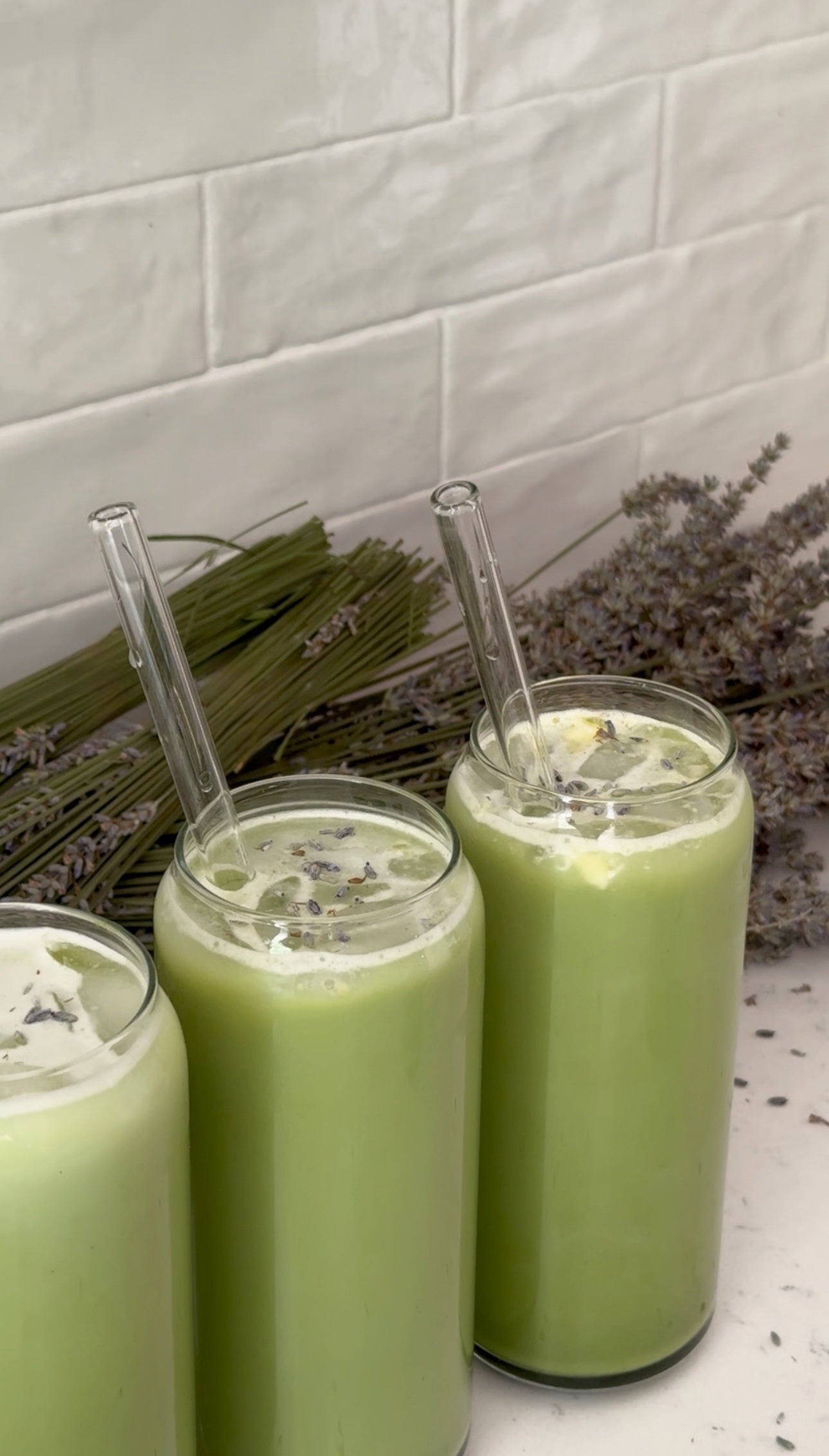 The Dreamiest Iced Lavender Matcha Latte (feat. Dough and Dahlias)